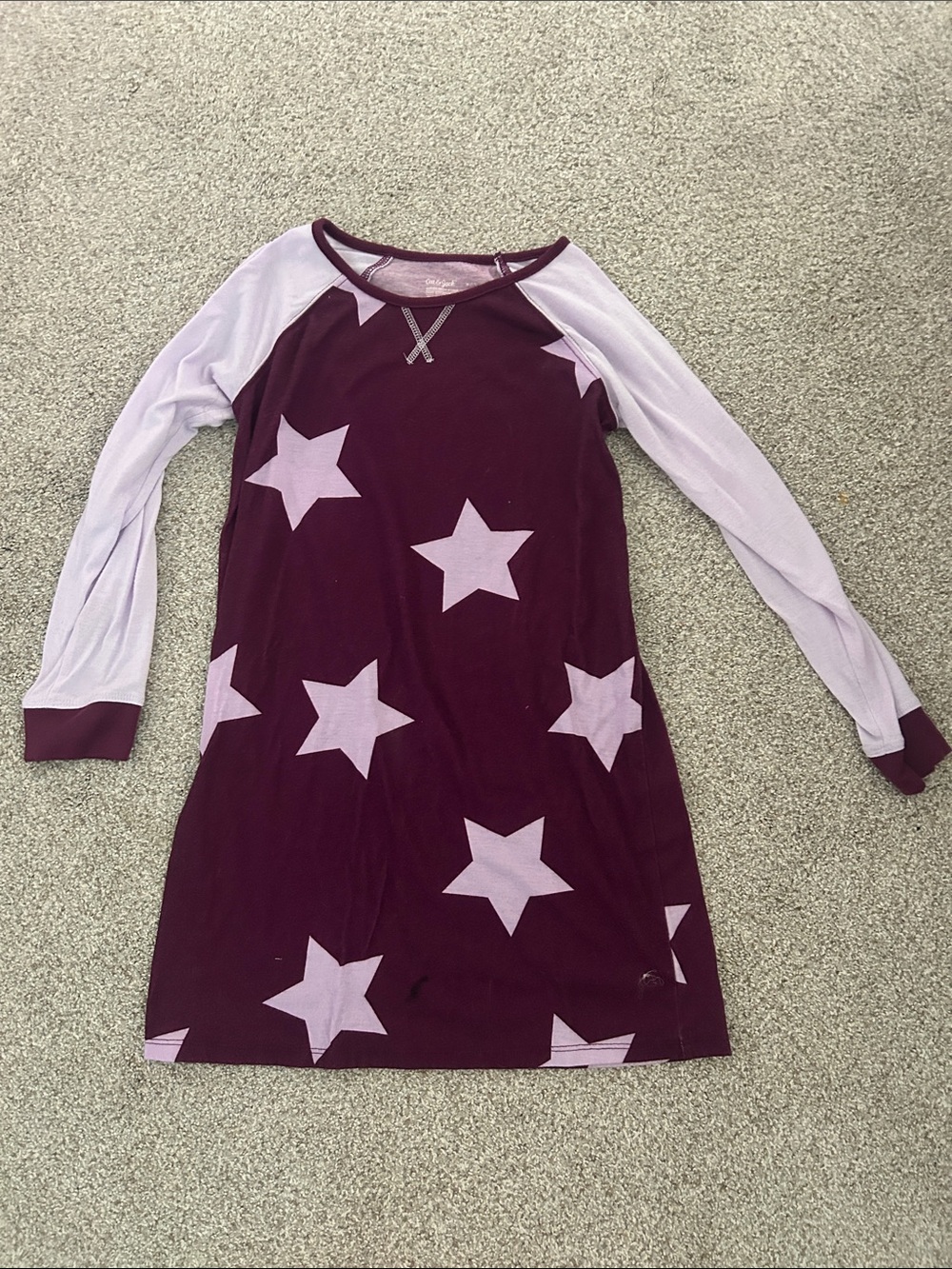 Cat & Jack Maroon and Light Pink Star Nightgown